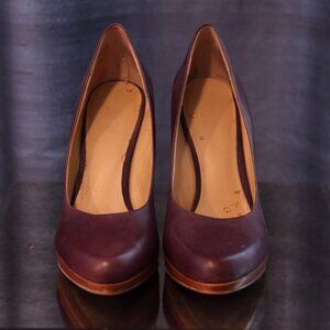 Nine West Burgundy Wood Heeled Pumps 8.5